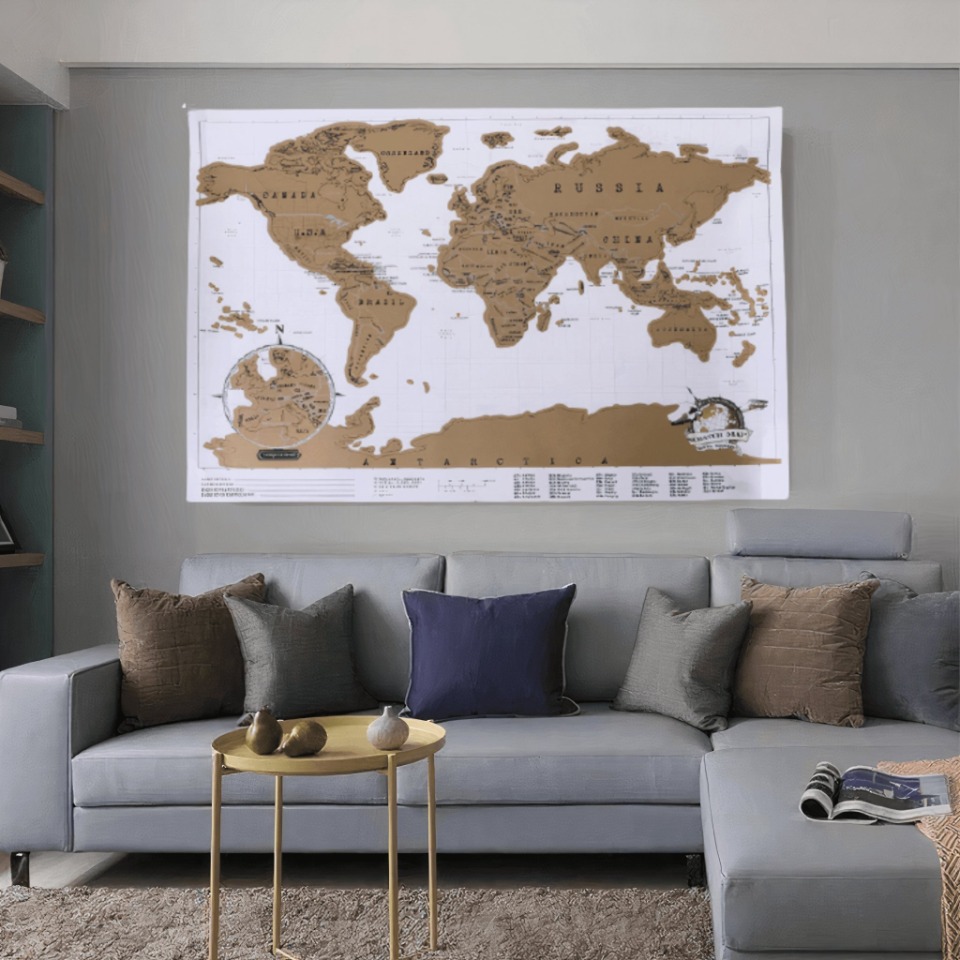 Grande carte du monde à gratter - Blanc
