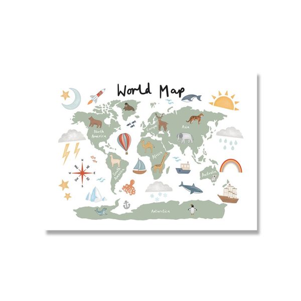decoration carte du monde pour enfant