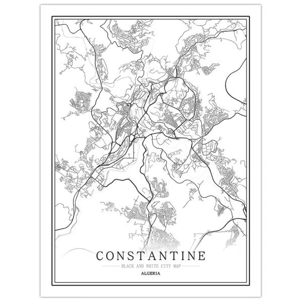 Affiche des rues de la ville de Constantine noir et blanc