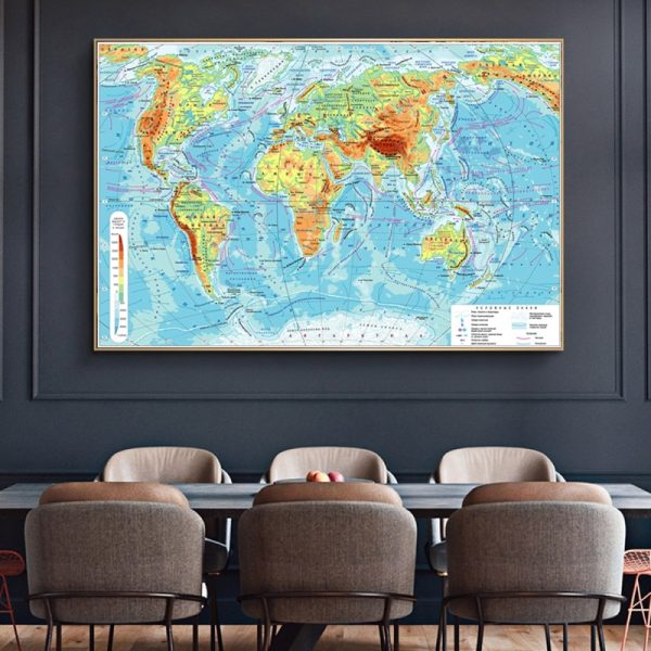 carte du monde détaillée décoration salon