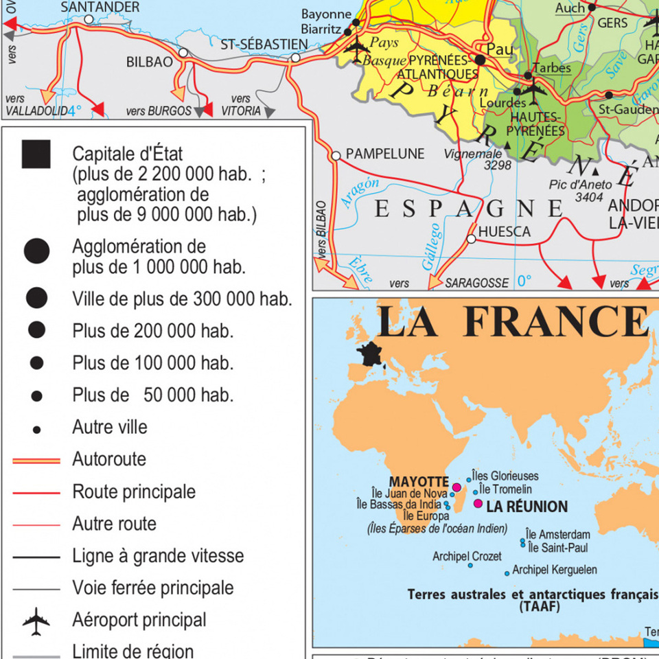 Carte de France détaillée avec légende