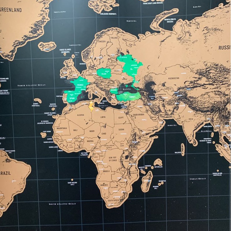 Grande carte du monde à gratter - Noir