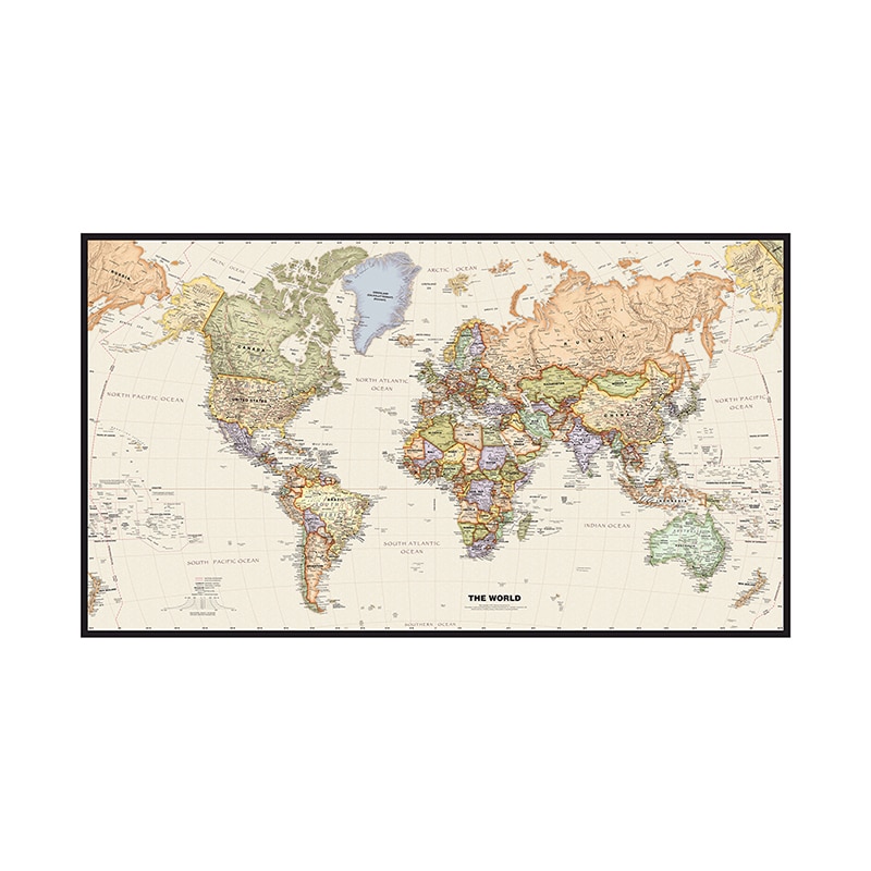 Grande carte du monde vintage XXL