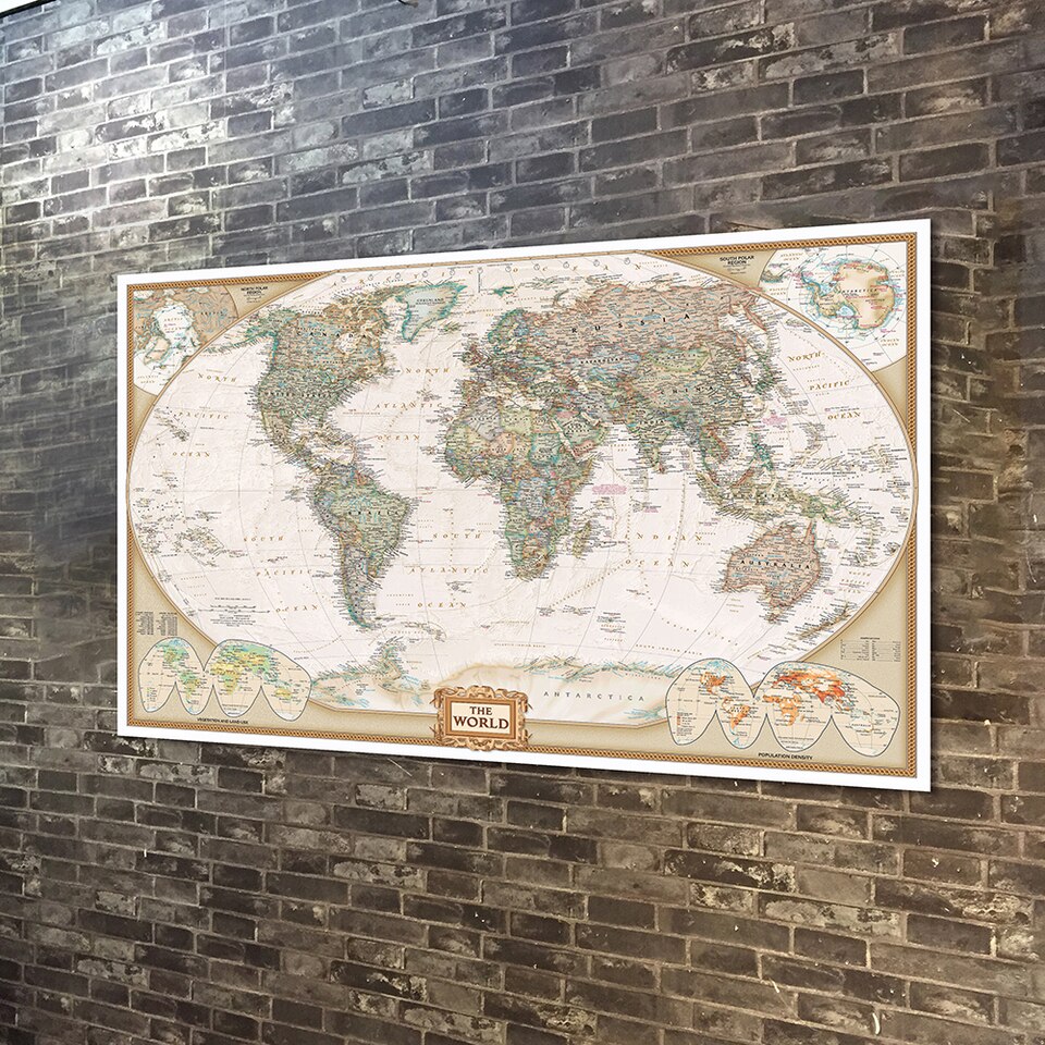 Grande carte du monde explorateur vintage