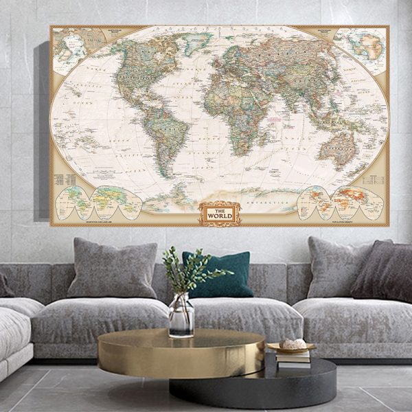 Carte du monde style ancien mappemonde vintage