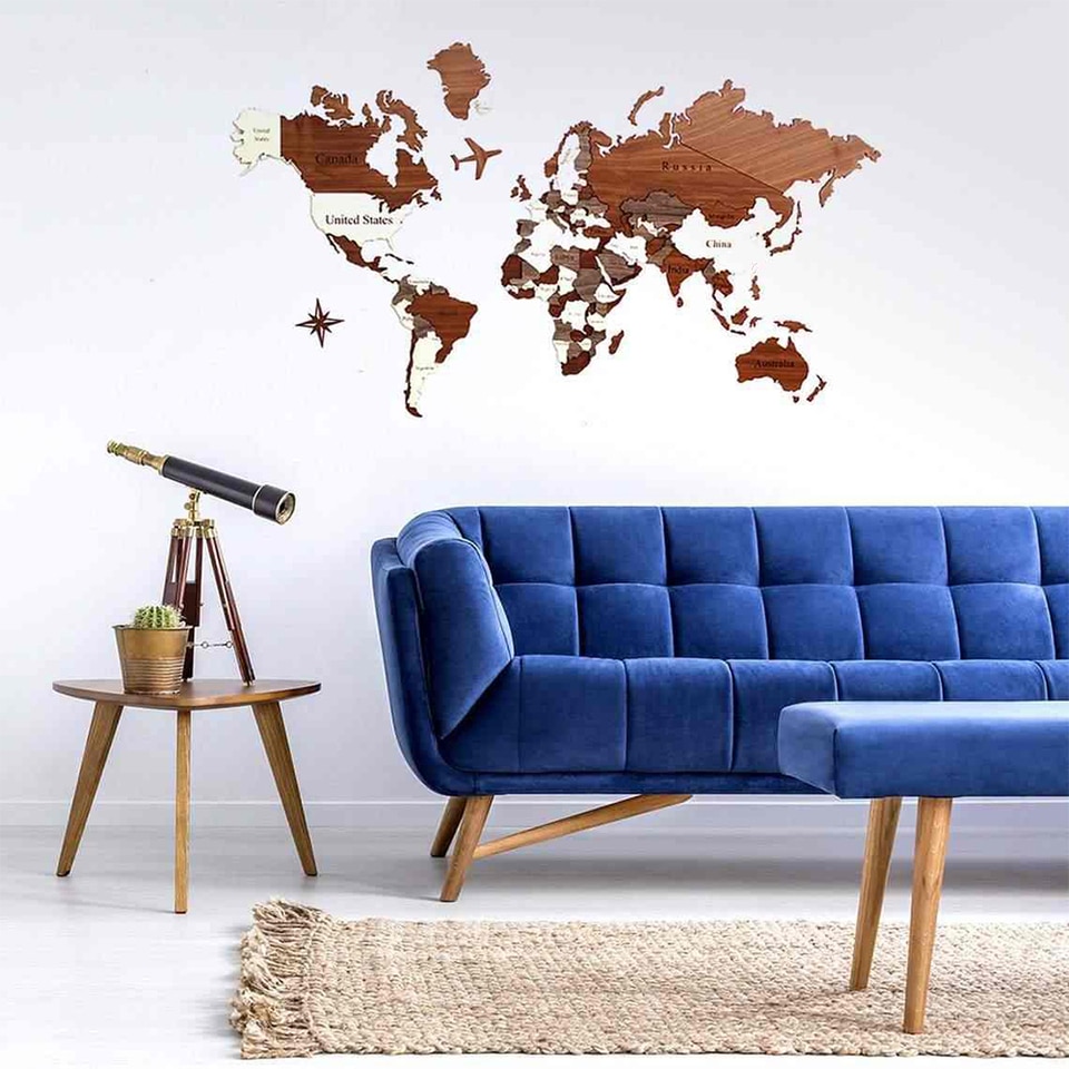 Carte du monde en bois de luxe