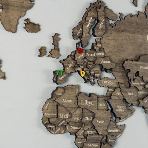 Carte du monde 3D en bois - Bois clair