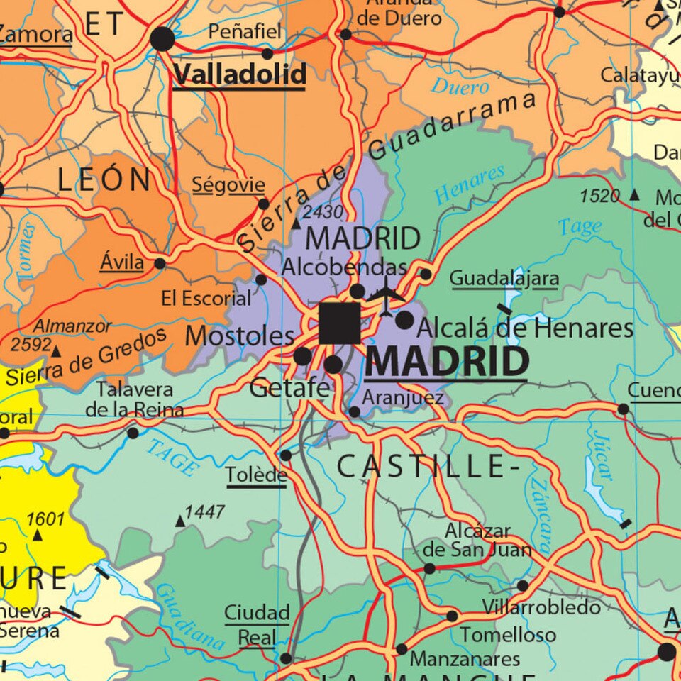 Carte d'Espagne détaillée avec légende
