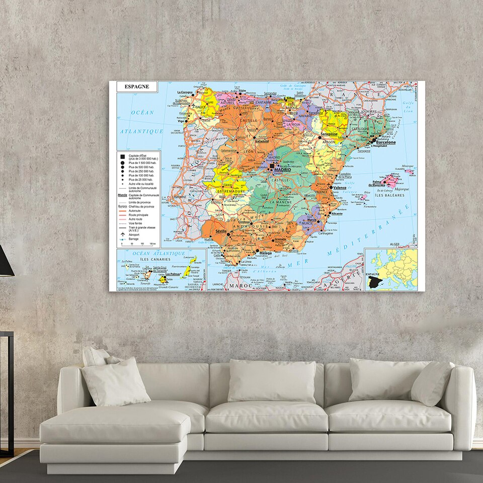 Carte d'Espagne détaillée avec légende