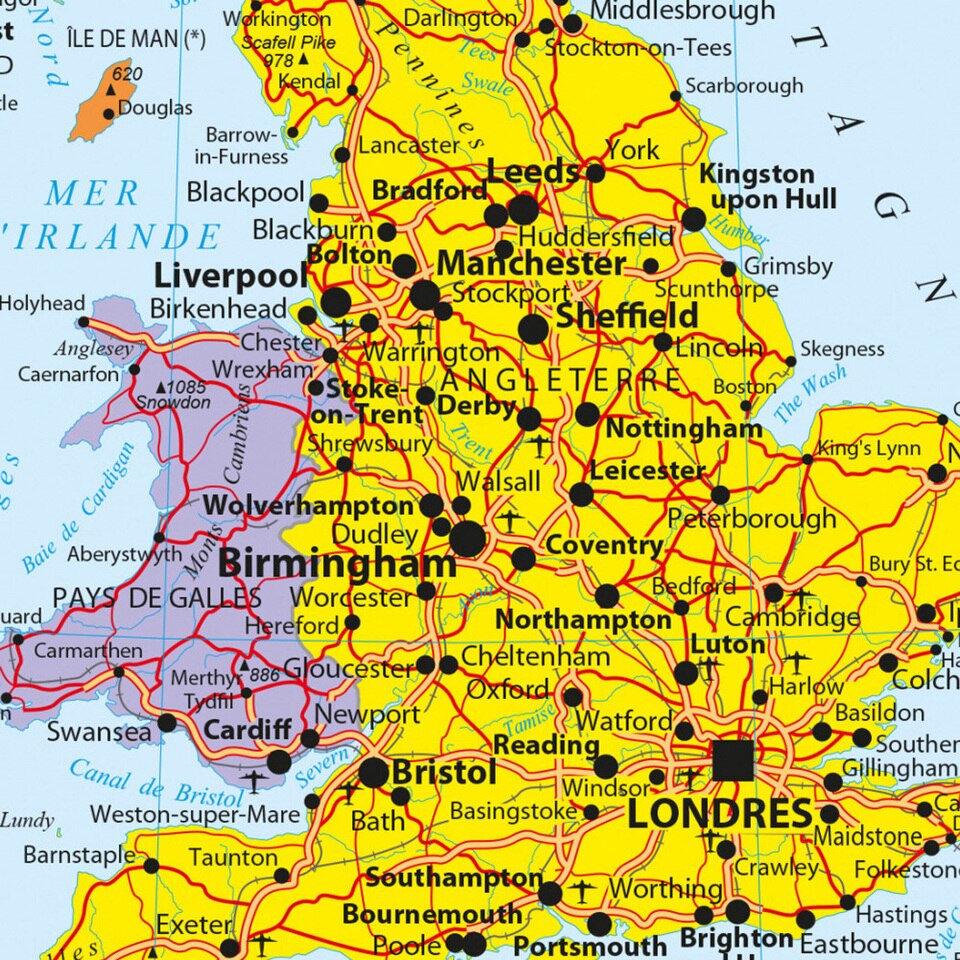 Carte du Royaume-Uni détaillée avec légende