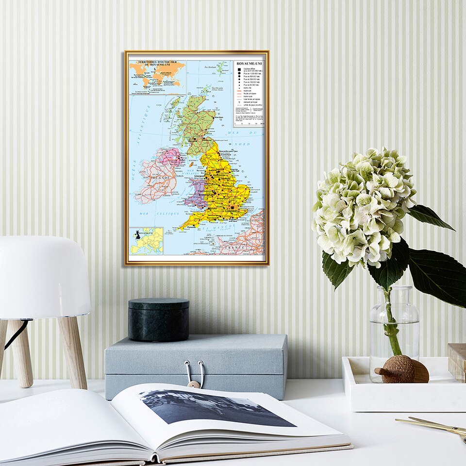 Carte du Royaume-Uni détaillée avec légende